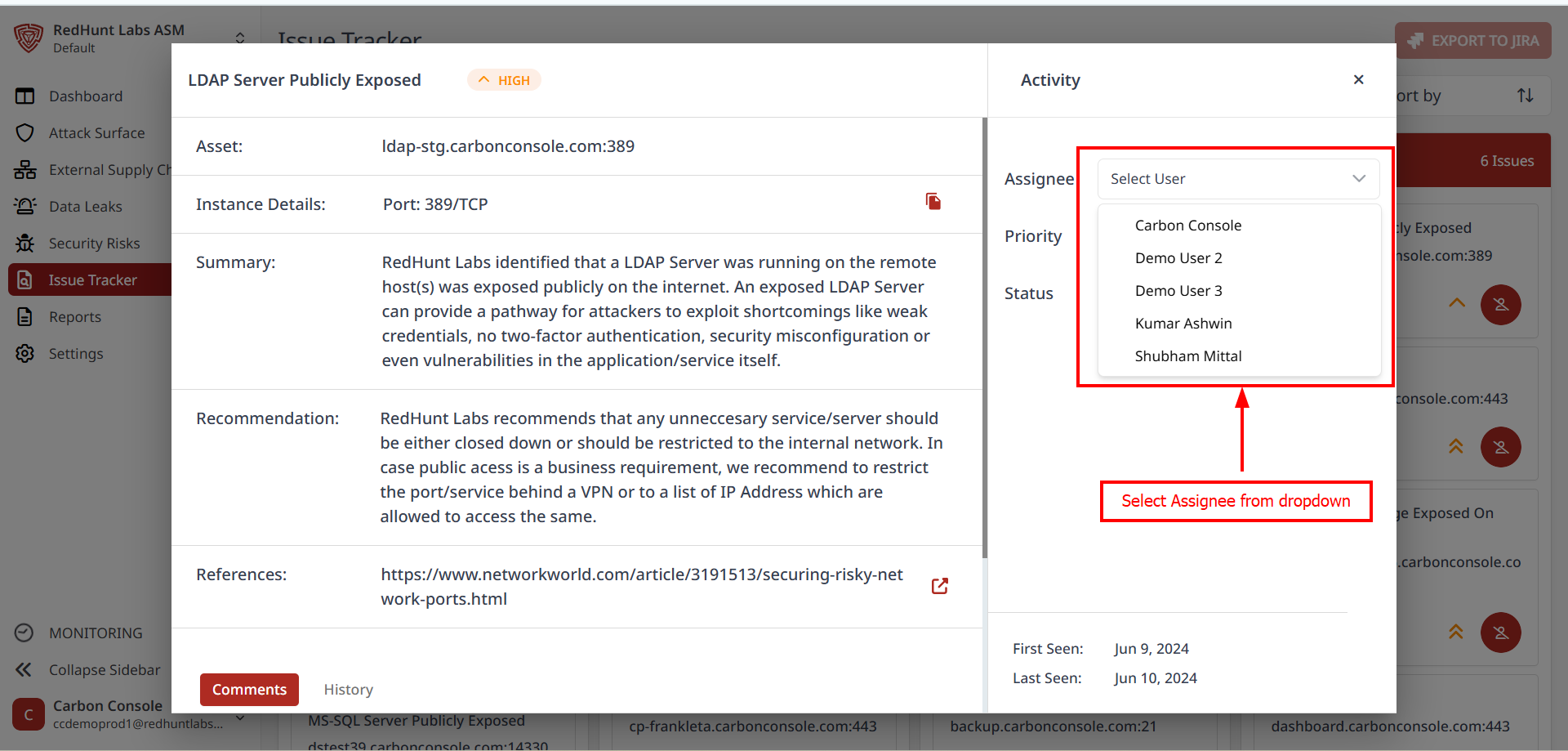 How to Use the Issue Tracker? | RedHunt Labs Documentation
