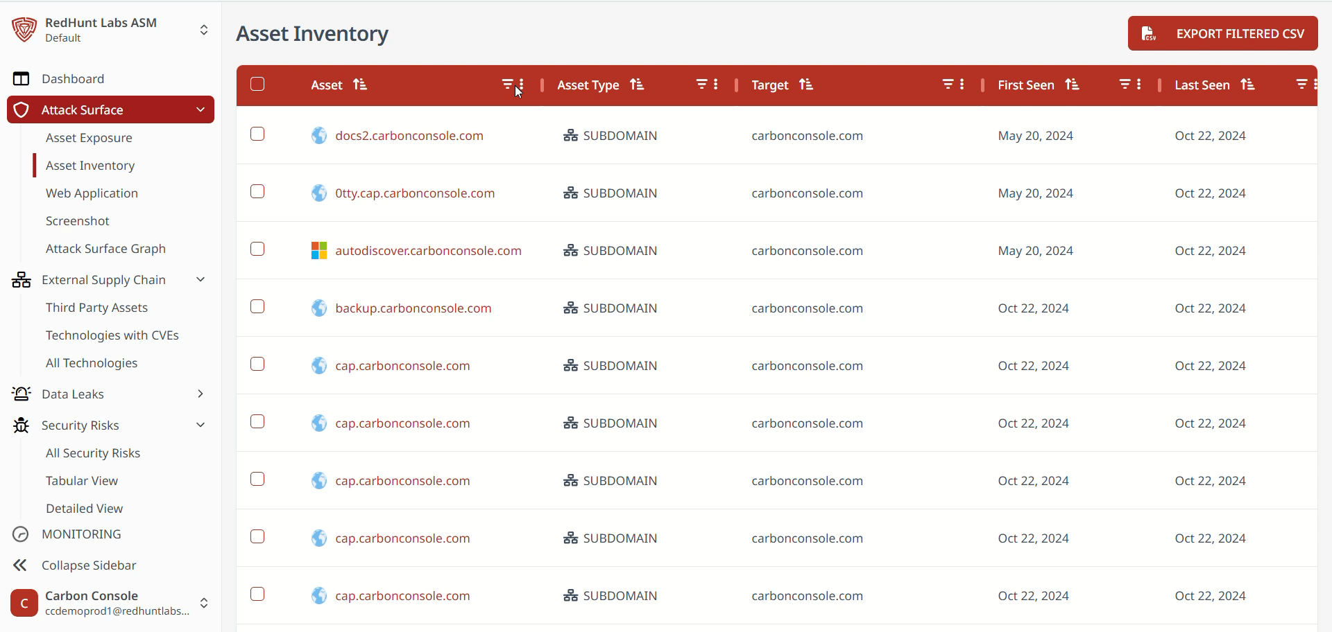 How to Use Filters on Asset Inventory Page? | RedHunt Labs Documentation