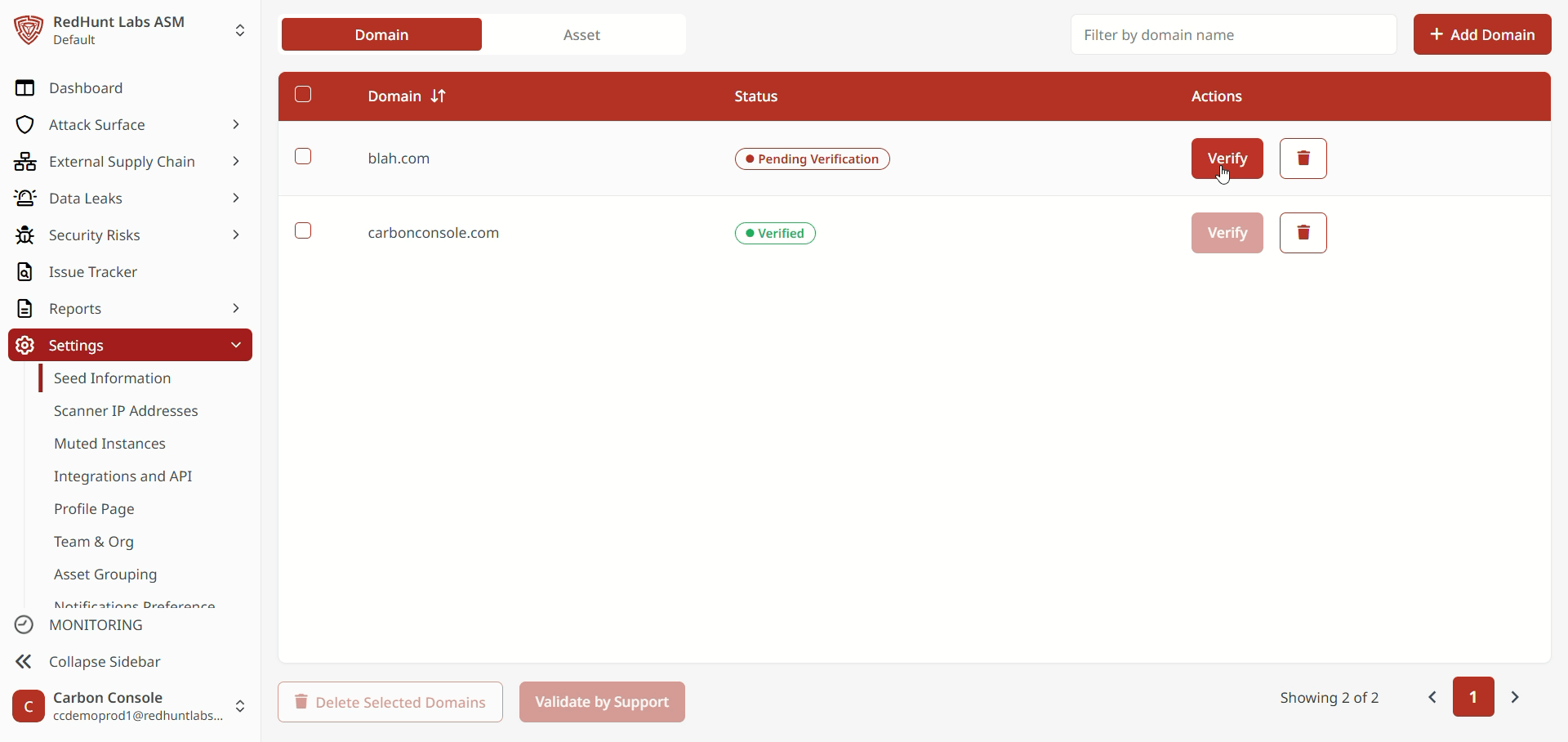 How to Verify a Domain? | RedHunt Labs Documentation