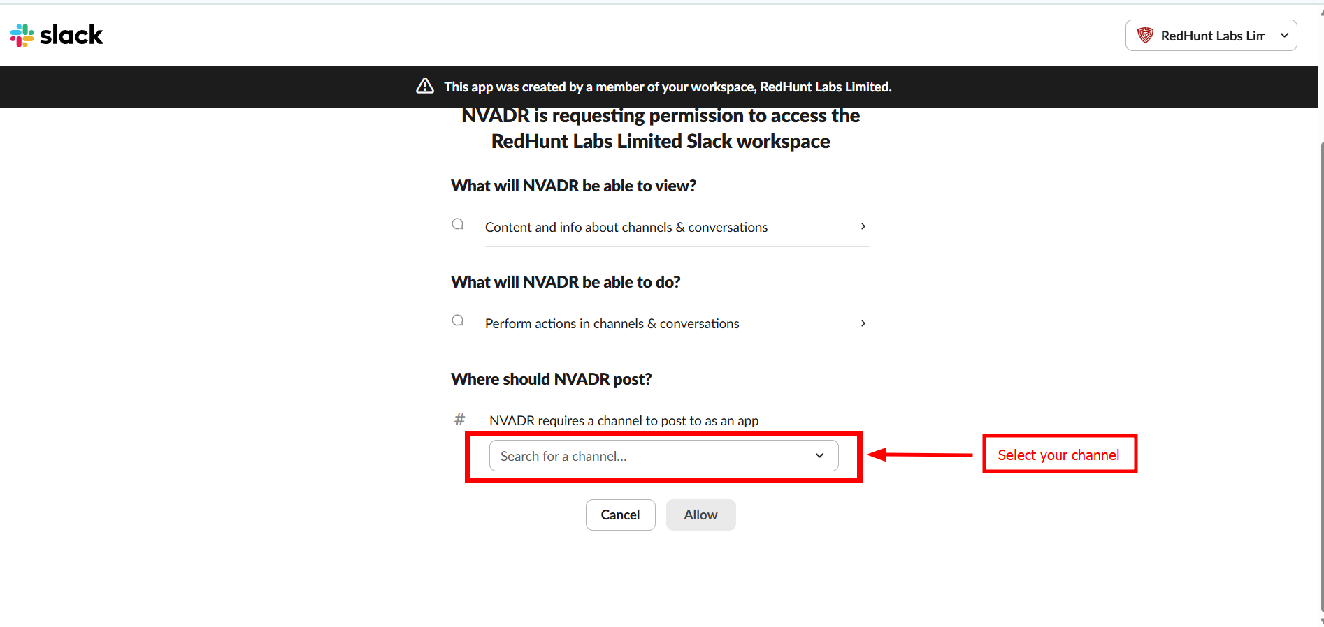Integrating with Slack | RedHunt Labs Documentation